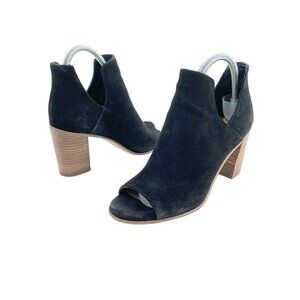 Steve Madden Nelma Black Open Toe Leather Stacked Heel Ankle Booties Womens 8B